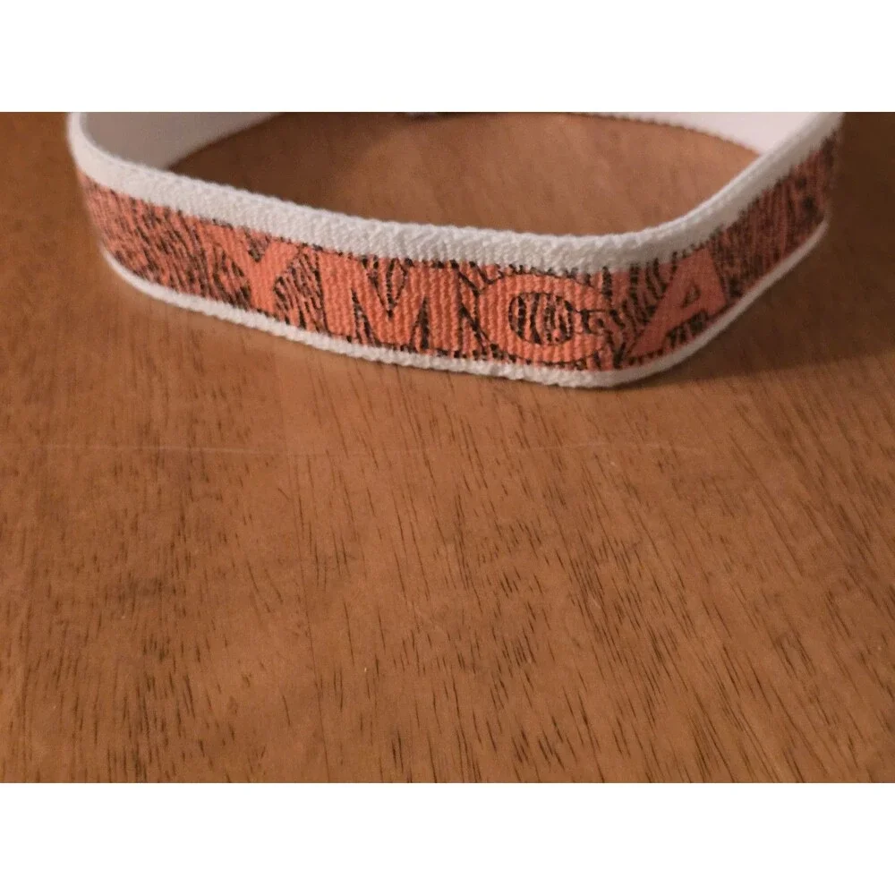 Vintage YMCA Elastic Sweatband Headband Orange Black Tiger Stripe Retro 70s 80s